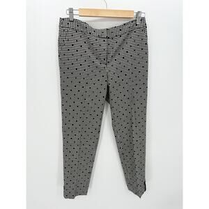 Talbots Dress Pants Women 2 Black White Wool Gingham Polka Dot Bow Ankle Detail